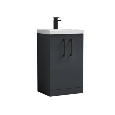Balterley Bramshall Modern Bathroom 2 Soft Close Door & Mid-Edge Vanity Unit BasinDark Grey500mm from B&Q