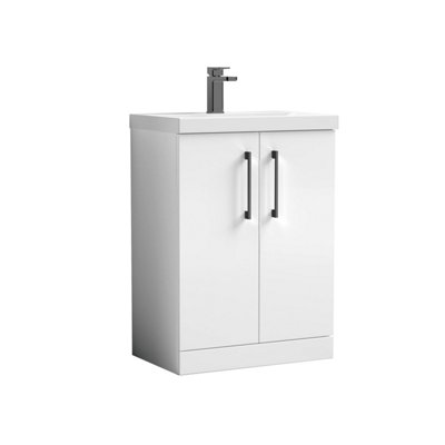 Balterley Bramshall Modern Bathroom 2 Soft Close Door & Mid-Edge Vanity Unit BasinGloss White600mm from B&Q