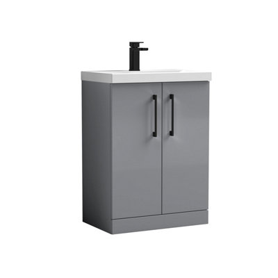Balterley Bramshall Modern Bathroom 2 Soft Close Door & Mid-Edge Vanity Unit BasinSatin Grey600mm from B&Q