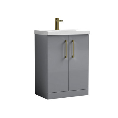 Balterley Bramshall Modern Bathroom 2 Soft Close Door & Mid-Edge Vanity Unit BasinSatin Grey600mm from B&Q