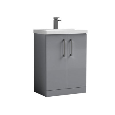 Balterley Bramshall Modern Bathroom 2 Soft Close Door & Mid-Edge Vanity Unit BasinSatin Grey600mm from B&Q