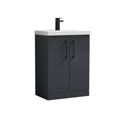 Balterley Bramshall Modern Bathroom 2 Soft Close Door & Mid-Edge Vanity Unit BasinDark Grey600mm from B&Q