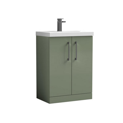 Balterley Bramshall Contemporary Floor Standing 2-Door Vanity & Mid-Edge BasinSatin Green600mm from B&Q