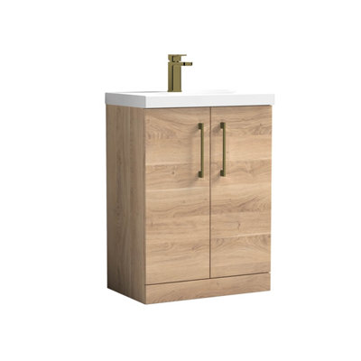Balterley Bramshall Contemporary Bathroom Floor Standing 2-Door Vanity & BasinBleached Oak600mm from B&Q
