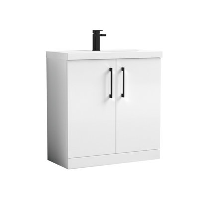 Balterley Bramshall Contemporary Bathroom Floor Standing 2-Door Vanity Unit & Mid-Edge BasinGloss White800mm from B&Q