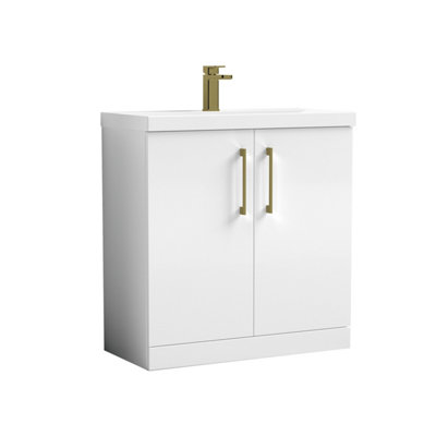 Balterley Bramshall Contemporary Bathroom Floor Standing 2-Door Vanity Unit & Mid-Edge BasinGloss White800mm from B&Q