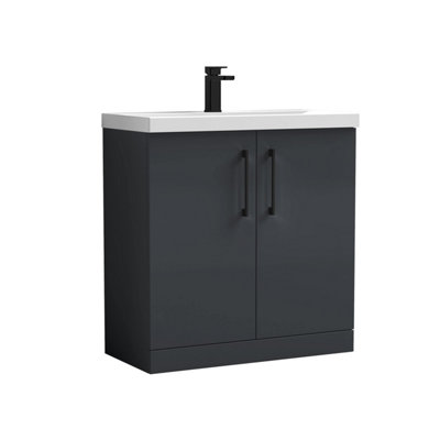 Balterley Bramshall Contemporary Bathroom Floor Standing 2-Door Vanity Unit & Mid-Edge BasinDark Grey800mm from B&Q