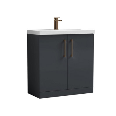 Balterley Bramshall Contemporary Bathroom Floor Standing 2-Door Vanity Unit & Mid-Edge BasinDark Grey800mm from B&Q