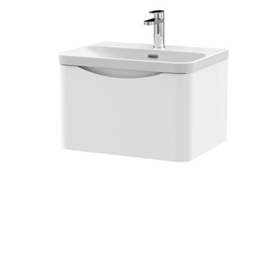 Balterley Dunwood Modern Wall Hung 1-Drawer Bathroom Vanity With Thin Edge Ceramic BasinSatin White600mm from B&Q