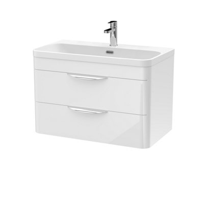 Balterley Aldershawe 800mm Wall Hung 2 Drawer Vanity Unit With Thin-Edge Ceramic BasinGloss White from B&Q
