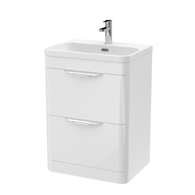 Balterley Aldershawe 600mm Floor Standing 2 Drawer Vanity Unit With Ceramic BasinGloss White from B&Q
