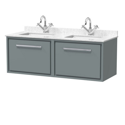 Balterley Longnor 1200mm Wall Hung Single Drawer Vanity With Marble Worktop BasinCoastal Grey from B&Q