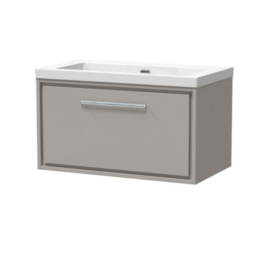 Balterley Longnor Modern Bathroom 1 Soft Close Drawer Wall Hung Vanity Unit Fireclay BasinPebble Grey800mm from B&Q