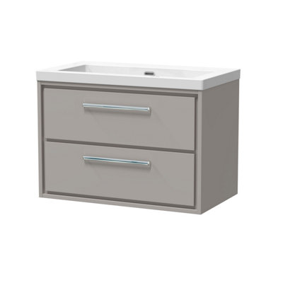 Balterley Longnor Modern Bathroom 2 Soft Close Drawer Wall Hung Vanity Unit Fireclay BasinPebble Grey800mm from B&Q