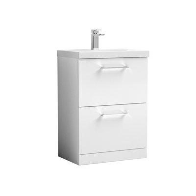 Balterley  Contemporary Bathroom 2 Soft Close Drawer & Thin-Edge Vanity Unit BasinGloss White600mm from B&Q