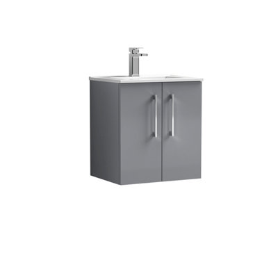 Balterley Bramshall Modern Bathroom 2 Soft Close Door & Minimalist Wall Hung Vanity Unit BasinSatin Grey500mm from B&Q