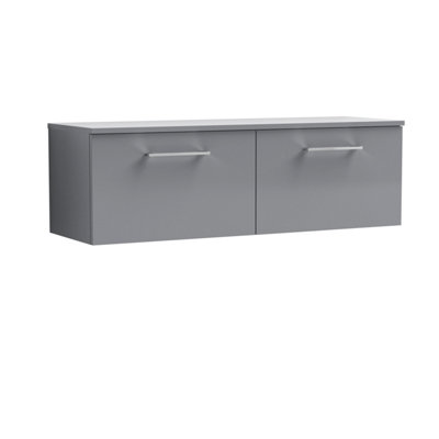 Balterley Bramshall 1200mm Wall Hung 2 Drawer Vanity Unit With Worktop Stylish Storage SolutionSatin Grey from B&Q