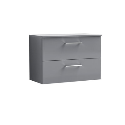Balterley Bramshall Modern Bathroom 800mm Wall Hung 2 Soft Close Drawer Vanity Unit With Worktop557 X 805 X 390mmSatin Grey from B&Q
