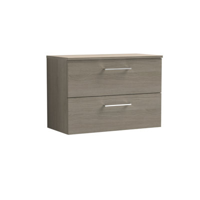 Balterley Bramshall Modern Bathroom 800mm Wall Hung 2 Soft Close Drawer Vanity Unit With Worktop539 X 805 X 390mmSolace Oak from B&Q