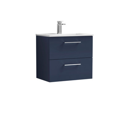 Balterley Bramshall Contemporary Bathroom 2 Soft Close Drawer & Minimalist Wall Hung Vanity Unit BasinMidnight Blue600mm from B&Q