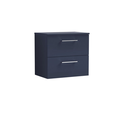 Balterley Bramshall Modern Bathroom 600mm Wall Hung 2 Soft Close Drawer Vanity Unit With Worktop558 X 605 X 390mmMidnight Blue from B&Q