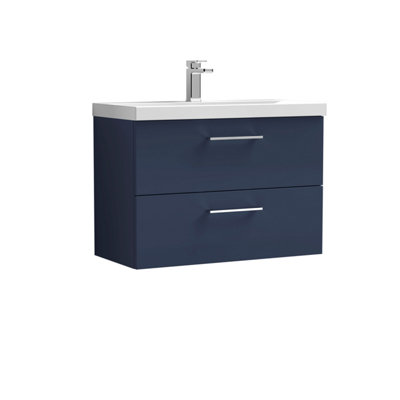 Balterley  Contemporary Bathroom Wall Hung 2-Drawer Vanity & BasinMidnight Blue800mm from B&Q