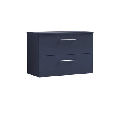 Balterley Bramshall Modern Bathroom 800mm Wall Hung 2 Soft Close Drawer Vanity Unit With Worktop558 X 805 X 390mmMidnight Blue from B&Q
