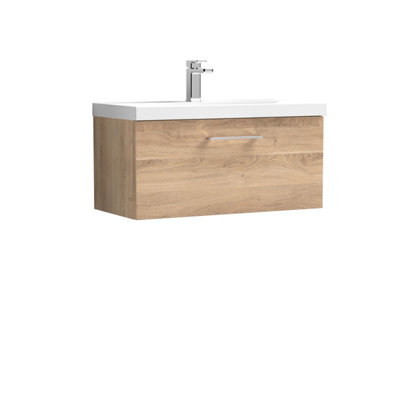 Balterley  Contemporary Bathroom Wall Hung 1-Drawer Vanity & BasinBleached Oak800mm from B&Q