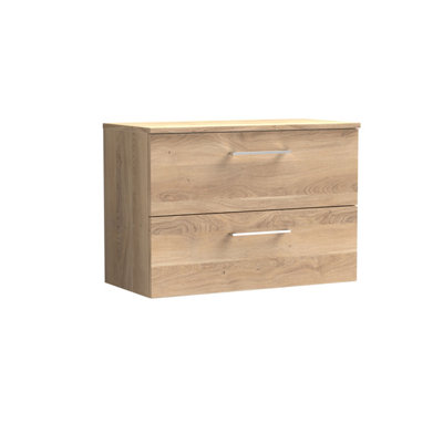 Balterley Bramshall Modern Bathroom 800mm Wall Hung 2 Soft Close Drawer Vanity Unit With Worktop558 X 805 X 390mmBleached Oak from B&Q