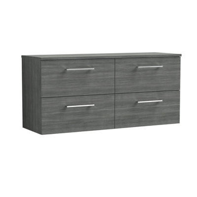 Balterley Bramshall Modern Bathroom 1200mm Wall Hung 4 Soft Close Drawer Vanity Unit With Worktop557 X 1205 X 390mmAnthracite from B&Q