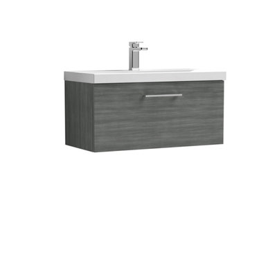 Balterley  Contemporary Bathroom Wall Hung 1-Drawer Vanity & Thin-Edge BasinAnthracite800mm from B&Q