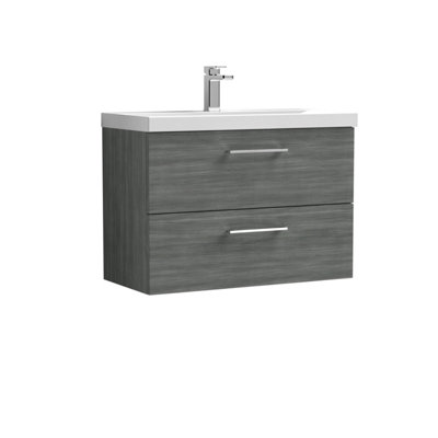Balterley  Modern Bathroom 2 Soft Close Drawer Wall Hung Vanity Unit & Thin-Edge BasinAnthracite800mm from B&Q
