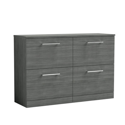 B&Q -  Bramshall Modern Bathroom 4 Drawer Floor Standing Vanity Unit With Worktop & HandlesAnthracite Woodgrain1205 mm