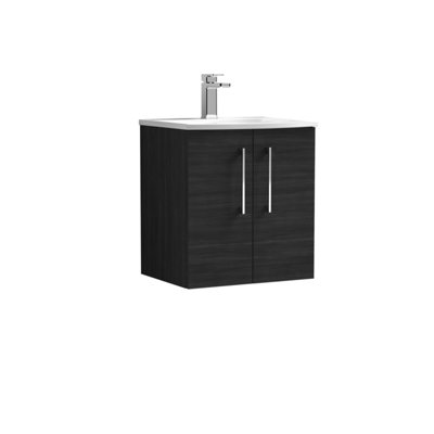 Balterley  Modern Bathroom 2 Soft Close Door Wall Hung Vanity & Curved BasinCharcoal Black500mm from B&Q