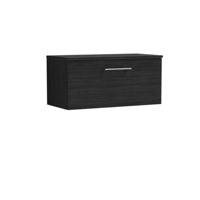Balterley Bramshall 800mm Wall Hung 1-Drawer Vanity Unit With Worktop805 X 377 X 390mmCharcoal Black from B&Q