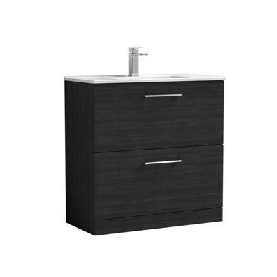 Balterley  Contemporary Bathroom 2 Soft Close Drawer & Minimalist Floor Standing Vanity Unit BasinCharcoal Black800mm from B&Q