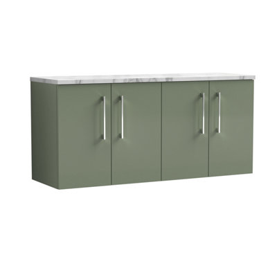 Balterley Bramshall 1200mm Wall Hung Vanity Unit With Laminate Worktop For Modern Bathroom StorageSatin Green from B&Q