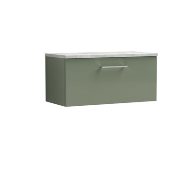 Balterley Bramshall 800mm Wall Hung Vanity Unit With Laminate Worktop For Modern Bathroom StorageSatin Green from B&Q
