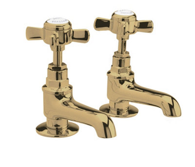Balterley Traditional Bathroom Crosshead Basin Pillar TapsBrushed Brass from B&Q