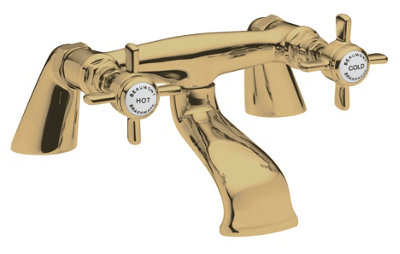 Balterley Traditional Bathroom Crosshead Deck Mounted Bath Filler TapBrushed Brass from B&Q