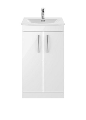 Balterley Millwich Contemporary 2 Door Floor Standing Vanity Unit With Curved BasinGloss White500mm from B&Q