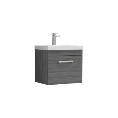 Balterley Millwich Contemporary 1 Drawer Wall Hung Vanity Unit With Thin Edge BasinAnthracite Woodgrain500mm from B&Q
