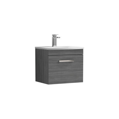 Balterley Millwich Contemporary 1 Drawer Wall Hung Vanity Unit With Curved BasinAnthracite Woodgrain500mm from B&Q