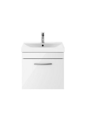 Balterley Millwich Contemporary 1 Drawer Wall Hung Vanity Unit With Thin Edge BasinGloss White500mm from B&Q