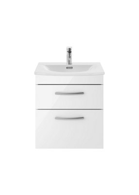 Balterley Millwich Contemporary 2 Drawer Wall Hung Vanity Unit With Curved BasinGloss White500mm from B&Q