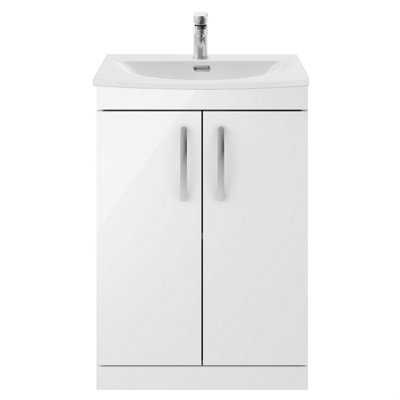 Balterley Millwich Contemporary 2 Door Floor Standing Vanity Unit With Curved BasinGloss White600mm from B&Q