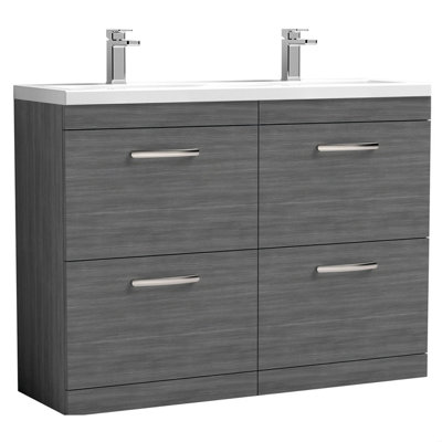 Balterley Millwich Contemporary 4 Drawer Floor Standing Vanity Unit With BasinAnthracite Woodgrain1200mm from B&Q