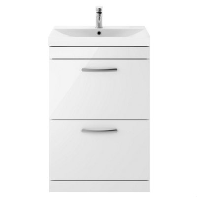 Balterley Millwich Contemporary 2 Drawer Floor Standing Vanity Unit With Thin Edge BasinGloss White600mm from B&Q