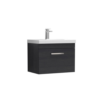 Balterley Millwich Contemporary 1 Drawer Wall Hung Vanity Unit With Thin Edge BasinCharcoal Black600mm from B&Q