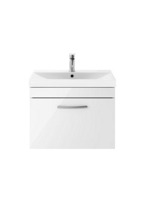 Balterley Millwich Contemporary 1 Drawer Wall Hung Vanity Unit With Thin Edge BasinGloss White600mm from B&Q